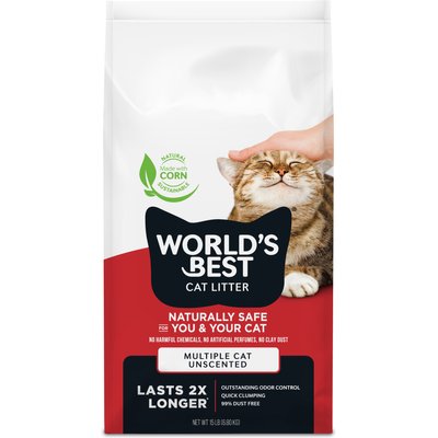 World's Best World's Best Multi-Cat Unscented Clumping Corn Cat Litter, 15-lb bag
