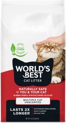 World's Best Multi-Cat Unscented Clumping Corn Cat Litter, 15-lb bag