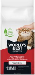 World's Best Multi-Cat Unscented Clumping Corn Cat Litter, 8-lb bag