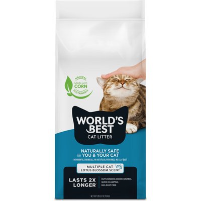 World's Best World's Best Multiple Cat Lotus Blossom Scented Clumping Corn Cat Litter, 28-lb bag
