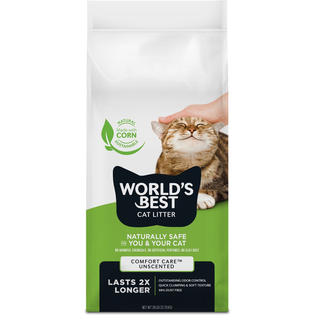World's Best Comfort Care Unscented Clumping Corn Litter, 28-lb bag