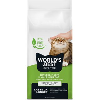 World's Best Comfort Care Unscented Clumping Corn Litter, 28-lb bag slide 1 of 9