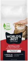 World's Best Multi-Cat Unscented Clumping Corn Cat Litter, 28-lb bag