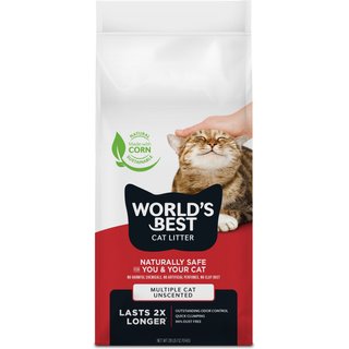 World's Best Multi-Cat Unscented Clumping Corn Cat Litter, 28-lb bag slide 1 of 9