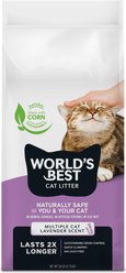 World's Best Lavender Scented Clumping Corn Cat Litter, 28-lb bag
