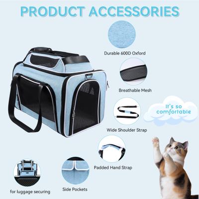Show full view: Gapzer Top Expandable Soft-Sided Breathable Washable Travel Dog & Cat Carrier, Blue, 19.1 x 11.8 x 11.8-in slide 6 of 9