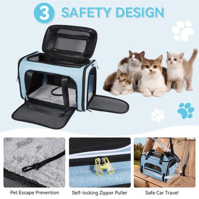 Show full view: Gapzer Top Expandable Soft-Sided Breathable Washable Travel Dog & Cat Carrier, Blue, 19.1 x 11.8 x 11.8-in slide 5 of 9