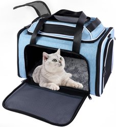Gapzer Top Expandable Soft-Sided Breathable Washable Travel Dog & Cat Carrier, Blue, 19.1 x 11.8 x 11.8-in
