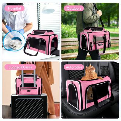 Show full view: Gapzer Top-Expandable Travel Soft Sided Collapsible Washable Carrier for Puppies & Cats, Pink, 19.1 x 11.8 x 11.8-in slide 9 of 9