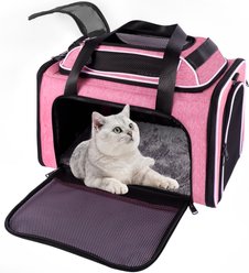 Gapzer Top-Expandable Travel Soft Sided Collapsible Washable Carrier for Puppies & Cats, Pink, 19.1 x 11.8 x 11.8-in