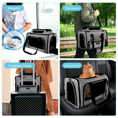 Show full view: Gapzer Top Expandable Soft-Sided Carrier for Small Dogs & Cats with Locking Safety Zippers & Anti-Scratch Mesh, Grey, 19.1 x 11.8 x 11.8-in slide 9 of 9