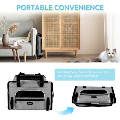 Show full view: Gapzer Top Expandable Soft-Sided Carrier for Small Dogs & Cats with Locking Safety Zippers & Anti-Scratch Mesh, Grey, 19.1 x 11.8 x 11.8-in slide 7 of 9