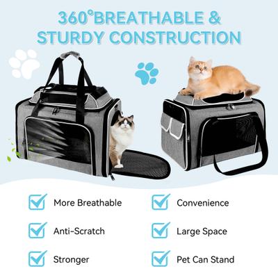 Show full view: Gapzer Top Expandable Soft-Sided Carrier for Small Dogs & Cats with Locking Safety Zippers & Anti-Scratch Mesh, Grey, 19.1 x 11.8 x 11.8-in slide 4 of 9