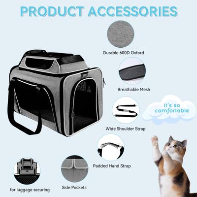 Show full view: Gapzer Top Expandable Soft-Sided Carrier for Small Dogs & Cats with Locking Safety Zippers & Anti-Scratch Mesh, Grey, 19.1 x 11.8 x 11.8-in slide 5 of 9