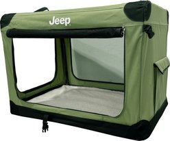 Jeep Collapsible Travel Dog Crate with Canvas Cover & Sherpa Sleep Pad