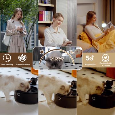 Show full view: WAOWAO Pro Cooling & Heating Automatic Wet Cat Food Feeder, Black slide 4 of 9