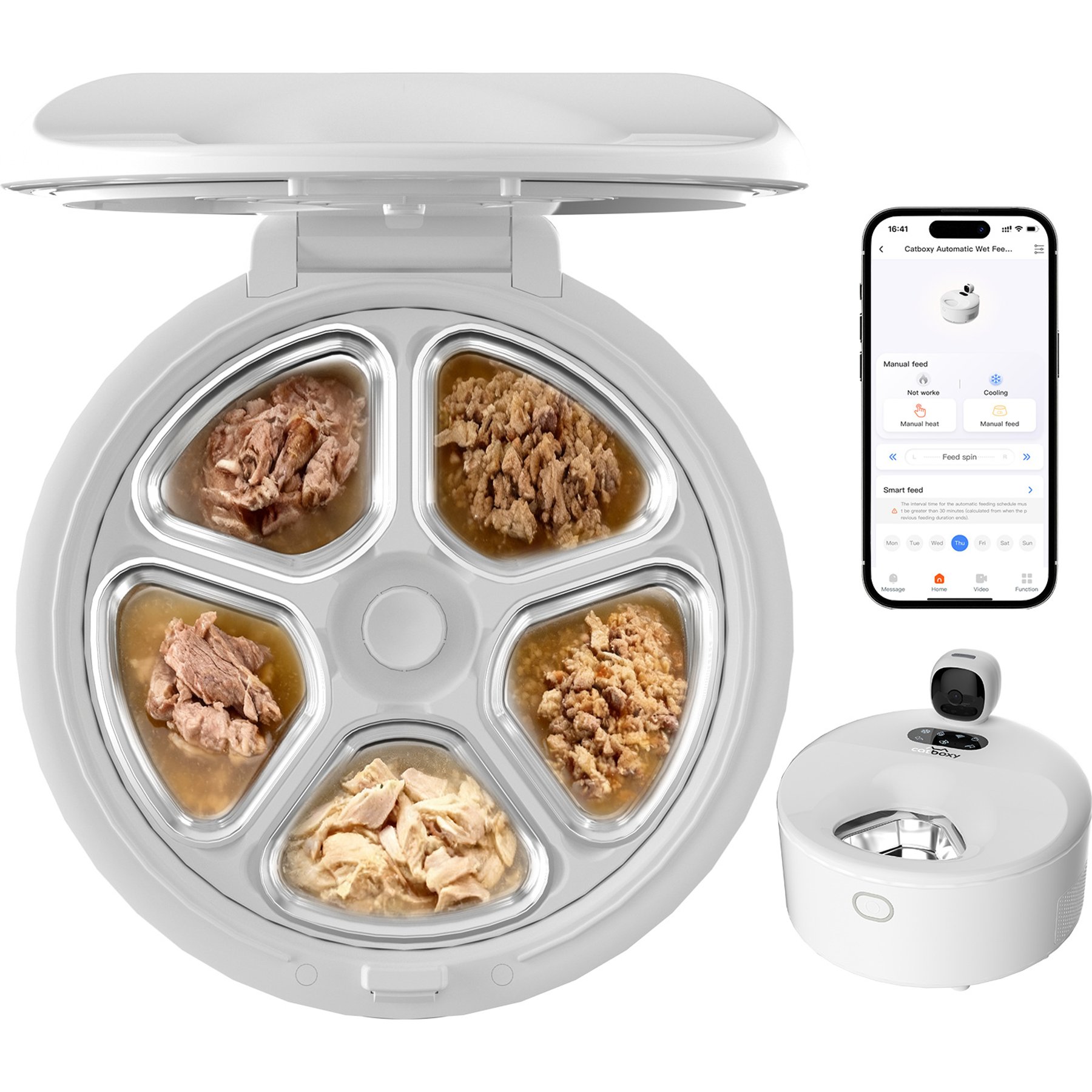 FURDEAR Pro Cooling & Heating Automatic Wet Cat Food Feeder, White