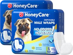 HoneyCare All-Absorb Disposable Male Dog Wraps, X-Small: 6 to 13-in waist, 100 count bundle