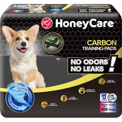 HoneyCare HoneyCare All-Absorb Charcoal Carbon Eliminating Urine Odor Dog Training Pads, 22x23-in, 100 count