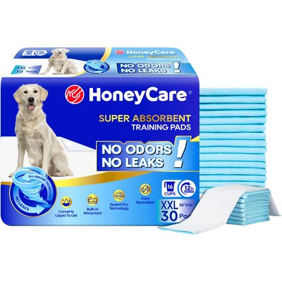HoneyCare HoneyCare All-Absorb Ultra Absorbent & Odor Eliminating Dog & Puppy Training Pads, 30-in x 36-in, 30 count