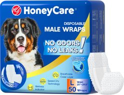 HoneyCare All-Absorb Disposable Male Dog Wraps, Large: 25 to 29.5-in waist, 50 count slide 1 of 9