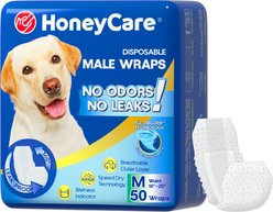 HoneyCare All-Absorb Disposable Male Dog Wraps, Medium: 18 to 25-in waist, 50 count slide 1 of 9