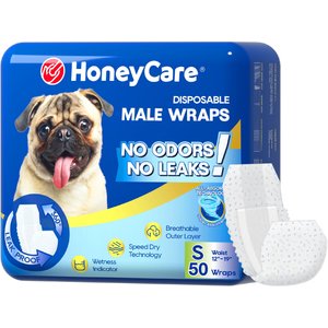 HoneyCare All-Absorb Disposable Male Dog Wraps, Small: 12 to 19-in waist, 50 count