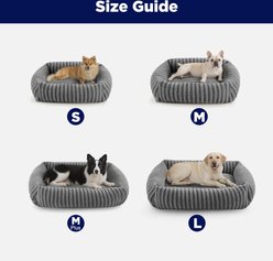Invenho Soft Rabbit & Teddy Velvet Plush Rectangle Orthopedic Bolster Dog & Cat Bed with Removabe Cover, Light Gray, 36-in slide 2 of 8