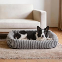 Invenho Soft Rabbit & Teddy Velvet Plush Rectangle Orthopedic Bolster Dog & Cat Bed with Removabe Cover, Light Gray, 30-in