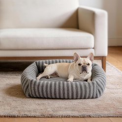 Invenho Soft Rabbit & Teddy Velvet Plush Rectangle Orthopedic Bolster Dog & Cat Bed with Removabe Cover, Light Gray, 25-in