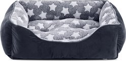 Invenho Star Pattern Calming Washable Orthopedic Sofa Bolster Dog & Cat Bed with Non-Slip Bottom, Dark Grey, 25-in slide 2 of 9