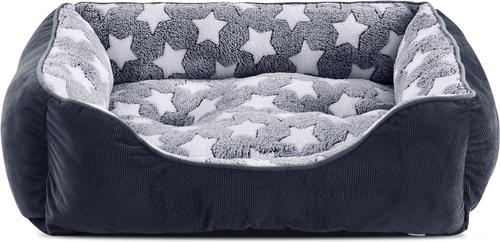 Show full view: Invenho Star Pattern Calming Washable Orthopedic Sofa Bolster Dog & Cat Bed with Non-Slip Bottom, Dark Grey, 35-in slide 9 of 10