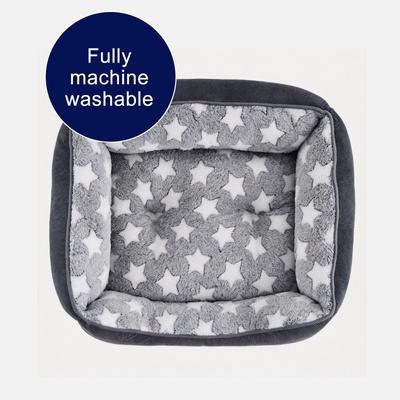 Show full view: Invenho Star Pattern Calming Washable Orthopedic Sofa Bolster Dog & Cat Bed with Non-Slip Bottom, Dark Grey, 35-in slide 4 of 10