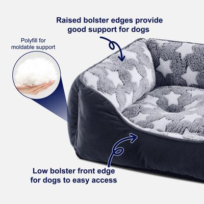 Show full view: Invenho Star Pattern Calming Washable Orthopedic Sofa Bolster Dog & Cat Bed with Non-Slip Bottom, Dark Grey, 35-in slide 6 of 10