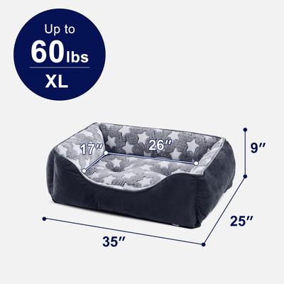 Show full view: Invenho Star Pattern Calming Washable Orthopedic Sofa Bolster Dog & Cat Bed with Non-Slip Bottom, Dark Grey, 35-in slide 2 of 10