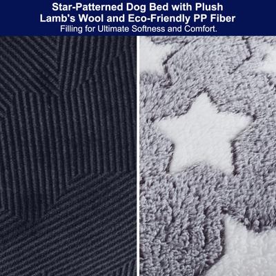 Show full view: Invenho Star Pattern Calming Washable Orthopedic Sofa Bolster Dog & Cat Bed with Non-Slip Bottom, Dark Grey, 35-in slide 3 of 10