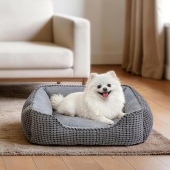 Invenho Rectangle Sofa Bolster Dog & Cat Bed with Flannel, Corduroy & Anti-Slip Bottom, Gray, 20-in