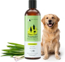 kin+kind Flea+Tick Lemongrass Treatment Shampoo for Dogs & Cats, 12-fl oz bottle