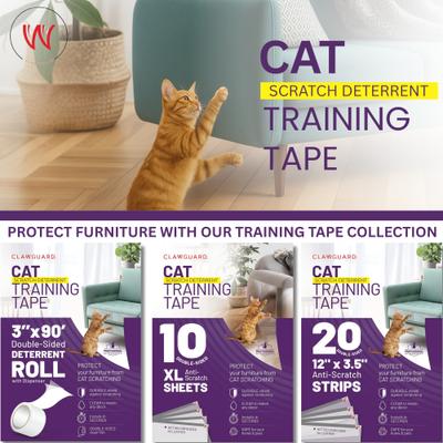Show full view: CLAWGUARD Anti-Scratch Training Cat Deter Tape Strips. 20 count, 12 X 4-in slide 7 of 9
