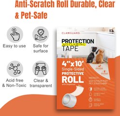 CLAWGUARD Clear Scratch Barrier Single-Sided Adhesive Protection Tape Roll for Doors & Furniture, 4-in x 10-ft slide 2 of 7