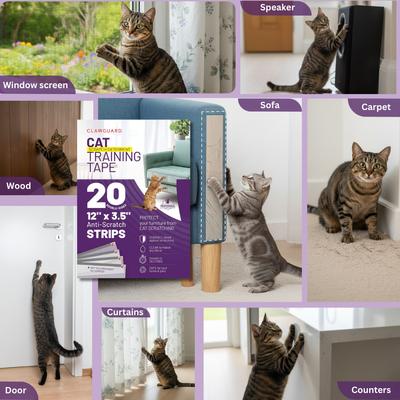 Show full view: CLAWGUARD Anti-Scratch Training Cat Deter Tape Strips. 20 count, 12 X 4-in slide 6 of 9