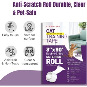 CLAWGUARD Clear Adhesive Training Barrier Cat Scratch Furniture Protection Tape Dispenser