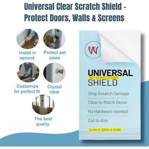 CLAWGUARD Clear Surface Universal Scratch Shield Protector for Doors, Walls & Furniture, Clear, 32 X 24-in