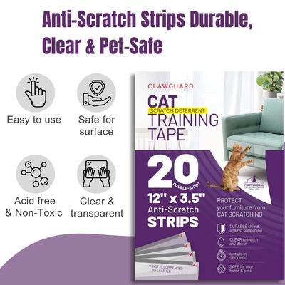 Show full view: CLAWGUARD Anti-Scratch Training Cat Deter Tape Strips. 20 count, 12 X 4-in slide 4 of 9