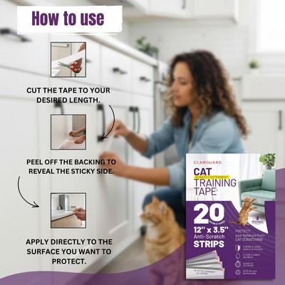 Show full view: CLAWGUARD Anti-Scratch Training Cat Deter Tape Strips. 20 count, 12 X 4-in slide 3 of 9