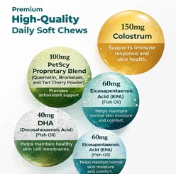 PetScy Allergy Itch Relief Plus Bacon Flavored Soft & Chew Supplement for Dogs, 5.4-oz jar, 60 count slide 2 of 6