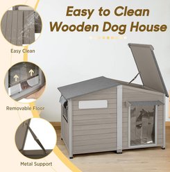 Petscosset Indoor & Outdoor Wooden Dog House, Grey, X-Large: 51.2 x 29.5 x 37.4-in slide 2 of 7