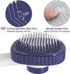 ACE2ACE Professional Self Cleaning Slicker Cat Brush, Dark Blue slide 2 of 8
