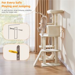 Yaheetech 54-in Multilevel Plush Cat Tree & Condo, Beige slide 2 of 6