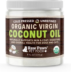 Raw Paws Organic Virgin Coconut Oil Supplement for Dogs & Cats, 8-oz jar